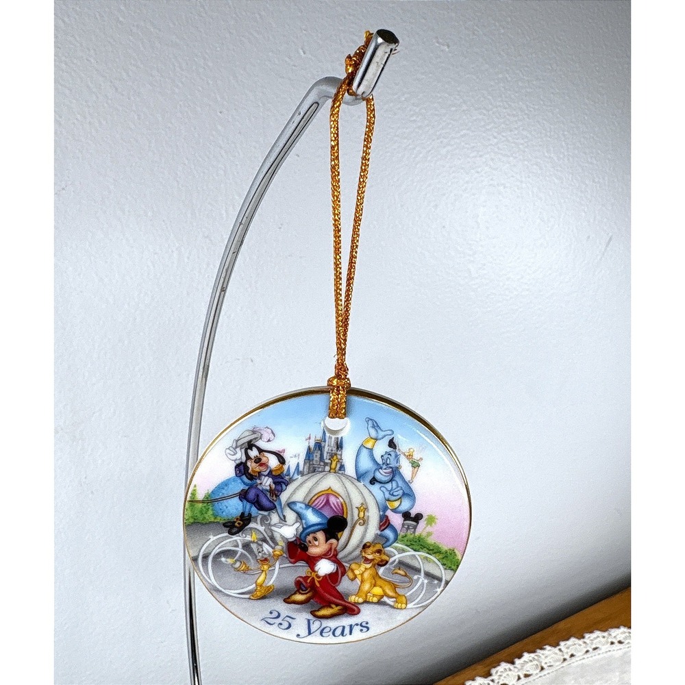 Vintage 1996 Walt Disney World 25th Anniversary Porcelain Mickey Ornament